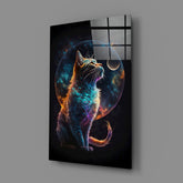 Moon Cat Glass Wall Art  || Designer Collection | Insigne Art Design.